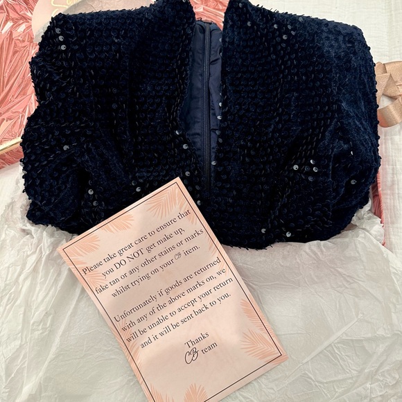 House of CB Navy Sequinned Long Sleeve Dress XS - Picture 11 of 16